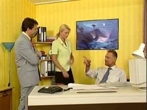 Relaxation of businessmen with a blonde