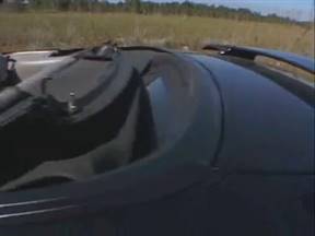 Girl fucks bald guy in convertible